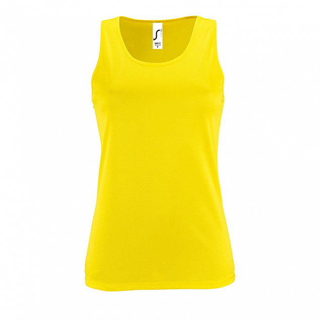 Майка женская Sporty TT Women, желтый неон с логотипом в Самаре заказать по выгодной цене в кибермаркете AvroraStore