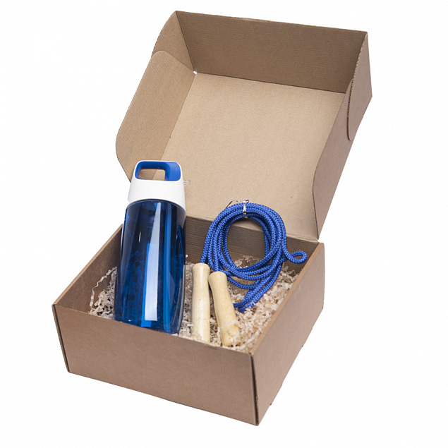 Набор подарочный INMODE: бутылка для воды, скакалка, стружка, коробка, синий с логотипом в Самаре заказать по выгодной цене в кибермаркете AvroraStore
