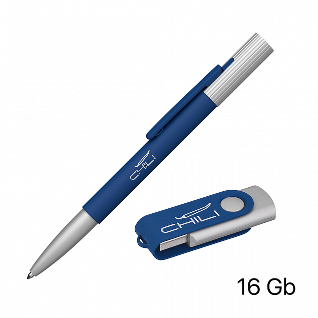 Набор ручка "Clas" + флеш-карта "Vostok" 16 Гб в футляре, покрытие soft touch с логотипом в Самаре заказать по выгодной цене в кибермаркете AvroraStore