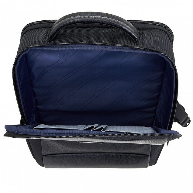 Рюкзак для ноутбука Santiago Slim с кожаной отделкой, черный с логотипом в Самаре заказать по выгодной цене в кибермаркете AvroraStore