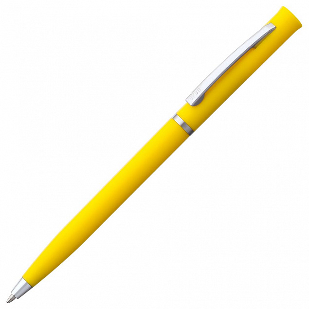 Ручка шариковая Euro Chrome, желтая с логотипом в Самаре заказать по выгодной цене в кибермаркете AvroraStore