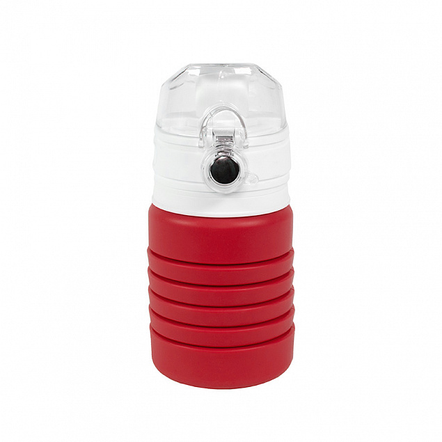 Бутылка для воды складная с карабином SPRING; красная, 550/250 мл,  силикон с логотипом в Самаре заказать по выгодной цене в кибермаркете AvroraStore