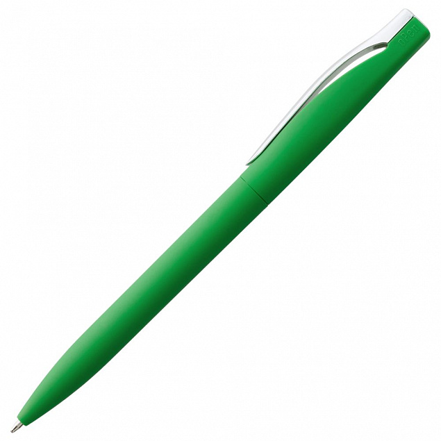 Ручка шариковая Pin Soft Touch, зеленая с логотипом в Самаре заказать по выгодной цене в кибермаркете AvroraStore