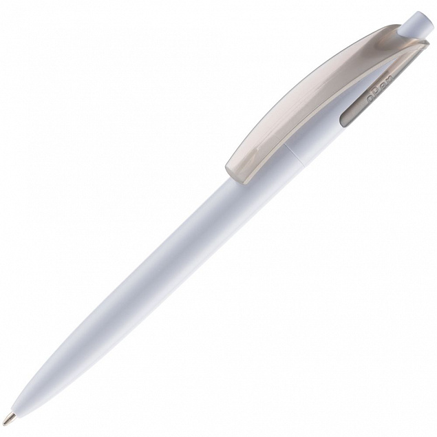 Ручка шариковая Bento, белая с серым с логотипом в Самаре заказать по выгодной цене в кибермаркете AvroraStore