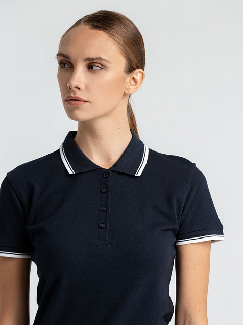 Рубашка поло женская Practice Women 270, голубая с белым с логотипом в Самаре заказать по выгодной цене в кибермаркете AvroraStore