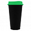 Стакан с крышкой Color Cap Black, черный с зеленым с логотипом в Самаре заказать по выгодной цене в кибермаркете AvroraStore