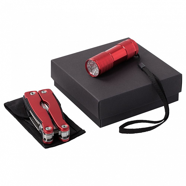 Набор Handmaster: фонарик и мультитул, красный с логотипом в Самаре заказать по выгодной цене в кибермаркете AvroraStore