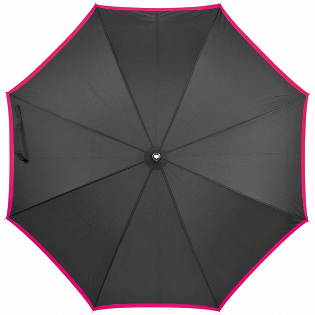Зонт-трость Highlight, черный с розовым с логотипом в Самаре заказать по выгодной цене в кибермаркете AvroraStore