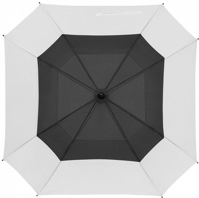 Квадратный зонт-трость Octagon, черный с белым с логотипом в Самаре заказать по выгодной цене в кибермаркете AvroraStore