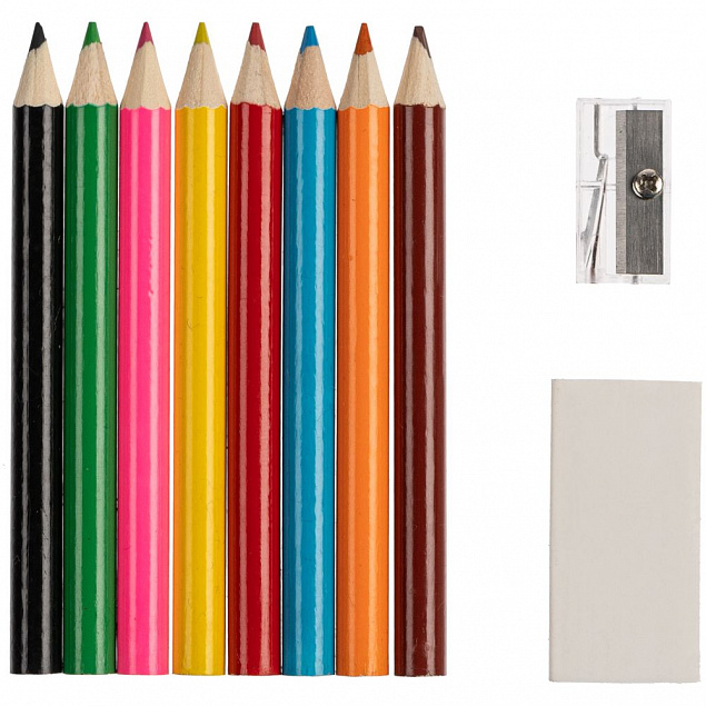 Набор Hobby с цветными карандашами, ластиком и точилкой, белый с логотипом в Самаре заказать по выгодной цене в кибермаркете AvroraStore
