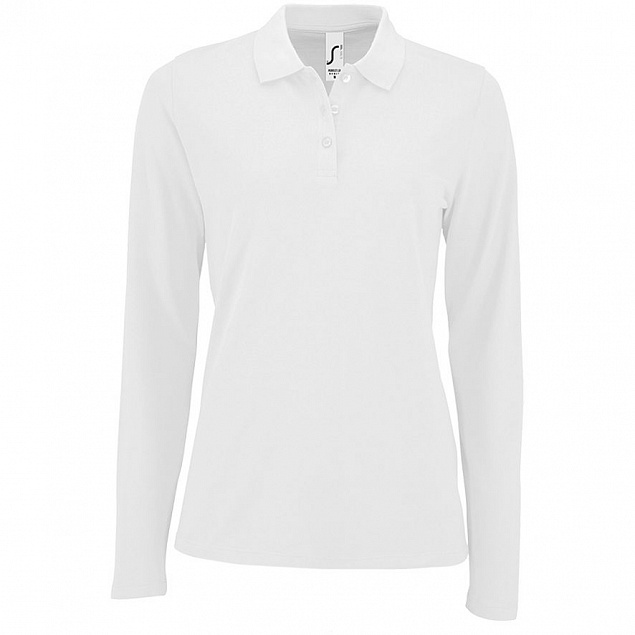 Рубашка поло женская с длинным рукавом PERFECT LSL WOMEN, белая с логотипом в Самаре заказать по выгодной цене в кибермаркете AvroraStore