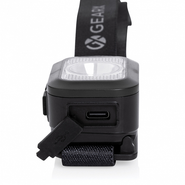 Налобный фонарь Gear X из переработанного пластика RCS, IPx4, COB и LED с логотипом в Самаре заказать по выгодной цене в кибермаркете AvroraStore