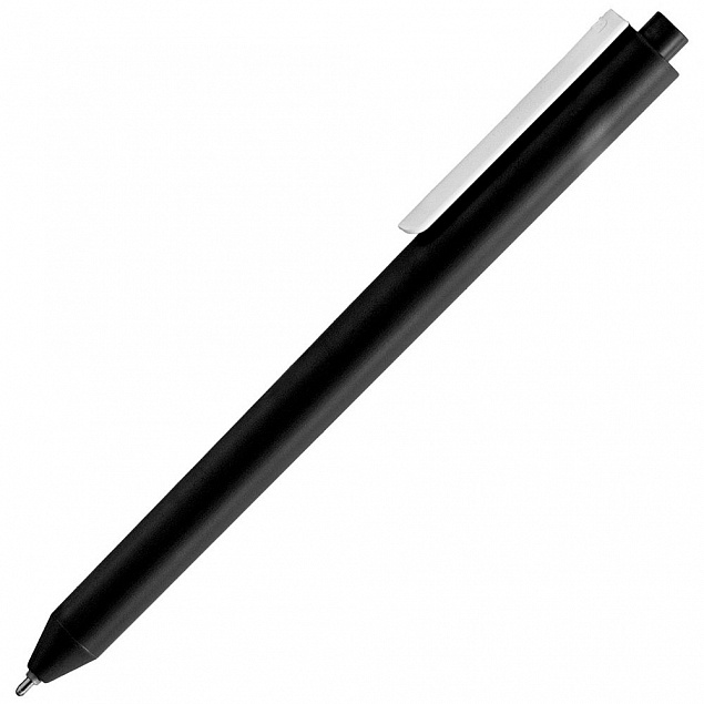 Ручка шариковая Pigra P03 Mat, черная с белым с логотипом в Самаре заказать по выгодной цене в кибермаркете AvroraStore