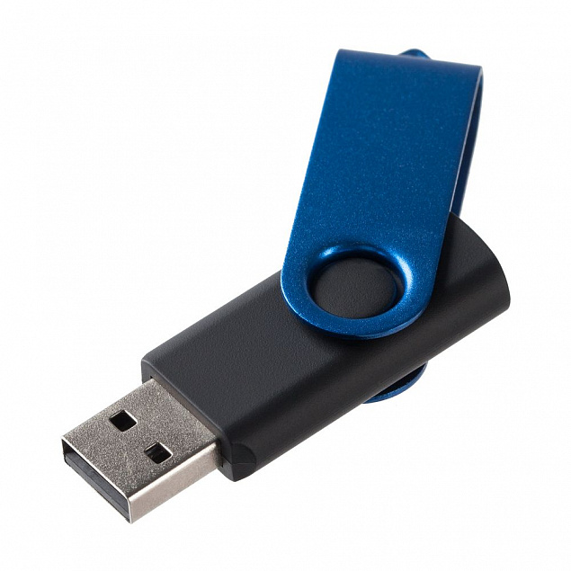 Флешка Twist Color, черная с синим, 16 Гб с логотипом в Самаре заказать по выгодной цене в кибермаркете AvroraStore