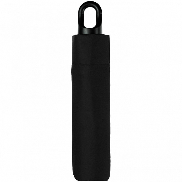 Зонт складной Clevis с ручкой-карабином, черный с логотипом в Самаре заказать по выгодной цене в кибермаркете AvroraStore