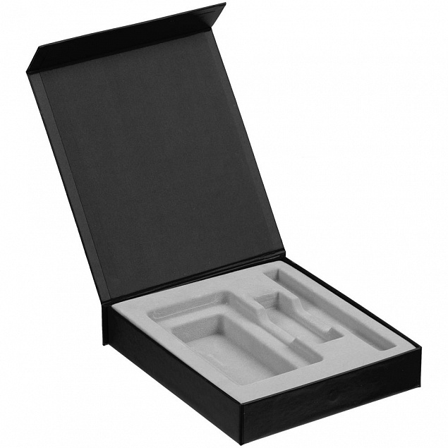 Коробка Latern для аккумулятора 5000 мАч, флешки и ручки, черная с логотипом в Самаре заказать по выгодной цене в кибермаркете AvroraStore