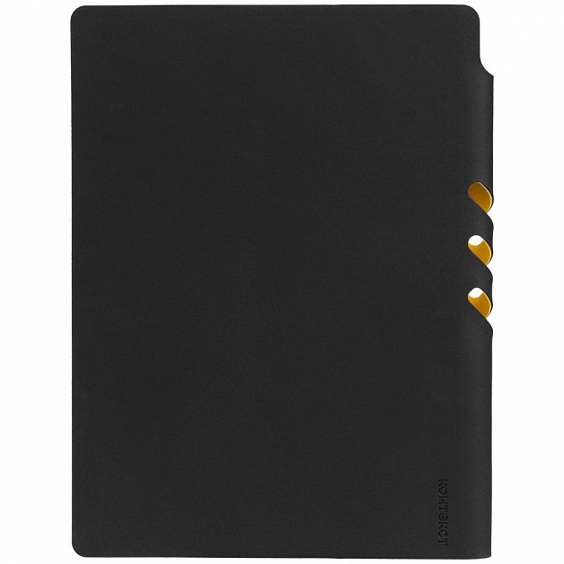 Ежедневник Flexpen Black, недатированный, черный с желтым с логотипом в Самаре заказать по выгодной цене в кибермаркете AvroraStore