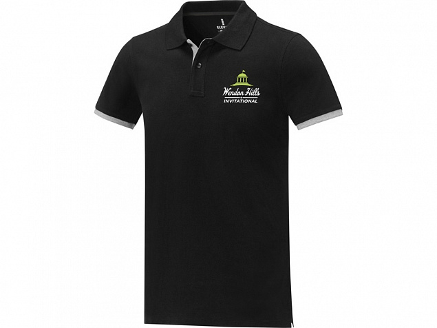 Morgan Двухцветное мужское поло с коротким рукавом , черный с логотипом в Самаре заказать по выгодной цене в кибермаркете AvroraStore