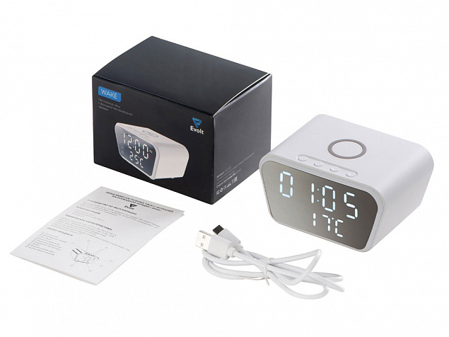 Настольные часы с функцией беспроводной зарядки «Wake», 10 Вт с логотипом в Самаре заказать по выгодной цене в кибермаркете AvroraStore