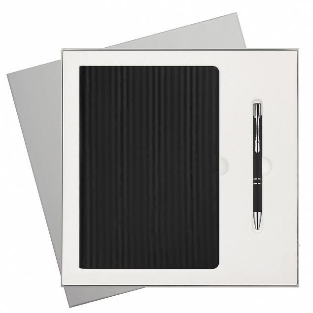 Подарочный набор Rain, черный (ежедневник, ручка) с логотипом в Самаре заказать по выгодной цене в кибермаркете AvroraStore