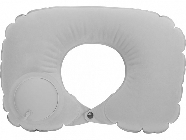Подушка под шею с помпой Push, серый с логотипом в Самаре заказать по выгодной цене в кибермаркете AvroraStore