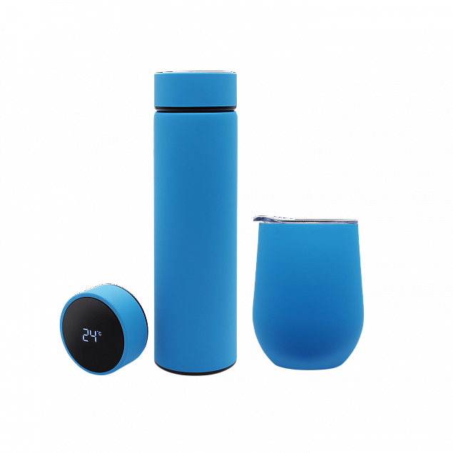 Набор Hot Box C (софт-тач) B, голубой с логотипом в Самаре заказать по выгодной цене в кибермаркете AvroraStore