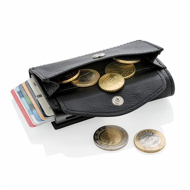 Кошелек с отделением для монет и держателем для карт C-Secure RFID, черный с логотипом в Самаре заказать по выгодной цене в кибермаркете AvroraStore