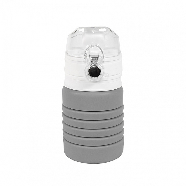 Бутылка для воды складная с карабином SPRING; серая, 550/250 мл, силикон с логотипом в Самаре заказать по выгодной цене в кибермаркете AvroraStore