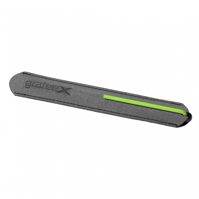 Шариковая ручка GrafeeX в чехле, черная с зеленым с логотипом в Самаре заказать по выгодной цене в кибермаркете AvroraStore