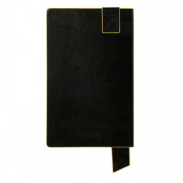 Бизнес-блокнот "Trendi", 130*210 мм, черно-желтый, мягкая обложка, в линейку с логотипом в Самаре заказать по выгодной цене в кибермаркете AvroraStore