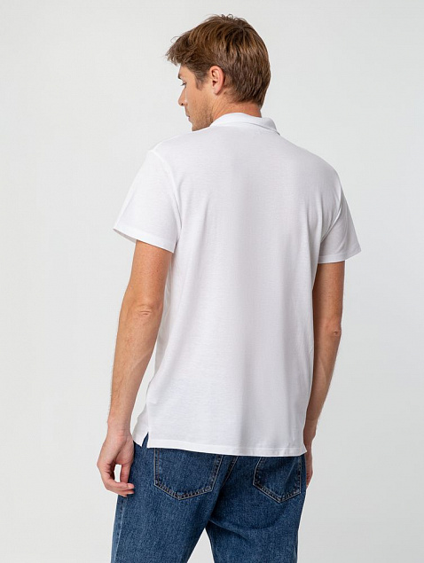 Рубашка поло мужская SUMMER 170, белая с логотипом в Самаре заказать по выгодной цене в кибермаркете AvroraStore
