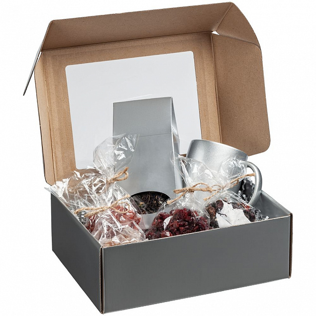 Коробка с окном Visible, серебристая с логотипом в Самаре заказать по выгодной цене в кибермаркете AvroraStore
