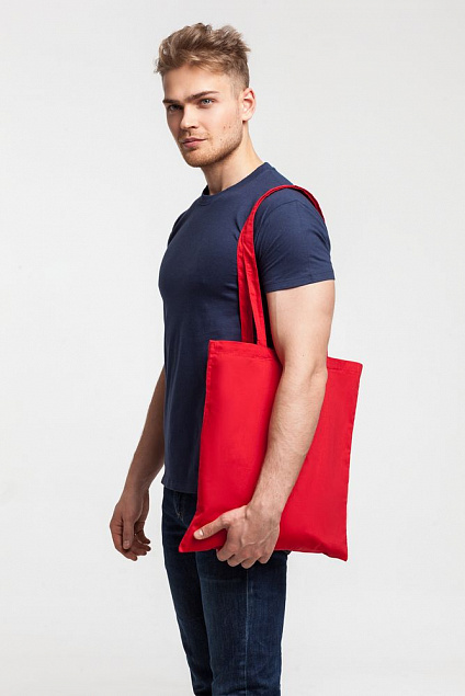 Холщовая сумка Basic 105, красная с логотипом в Самаре заказать по выгодной цене в кибермаркете AvroraStore