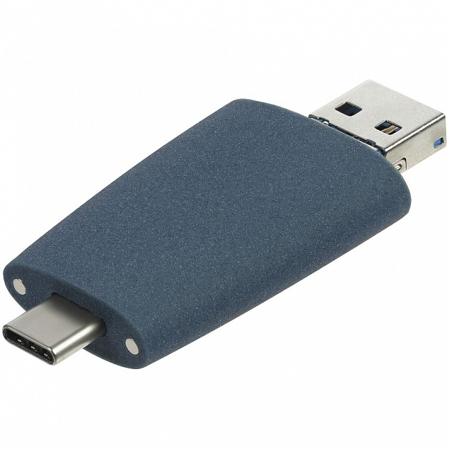Флешка Pebble universal, USB 3.0, серо-синяя, 32 Гб с логотипом в Самаре заказать по выгодной цене в кибермаркете AvroraStore
