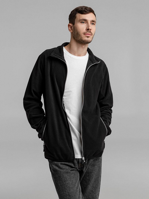 Куртка флисовая мужская TWOHAND черная с логотипом в Самаре заказать по выгодной цене в кибермаркете AvroraStore