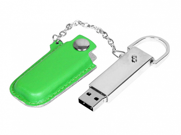 USB 2.0- флешка на 8 Гб в массивном корпусе с кожаным чехлом с логотипом в Самаре заказать по выгодной цене в кибермаркете AvroraStore