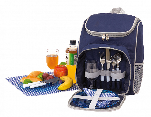 Рюкзак для пикника OUTSIDE на 2 персоны, синий, серый с логотипом в Самаре заказать по выгодной цене в кибермаркете AvroraStore