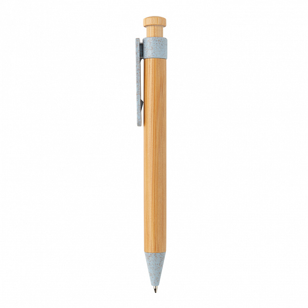 Бамбуковая ручка с клипом из пшеничной соломы с логотипом в Самаре заказать по выгодной цене в кибермаркете AvroraStore