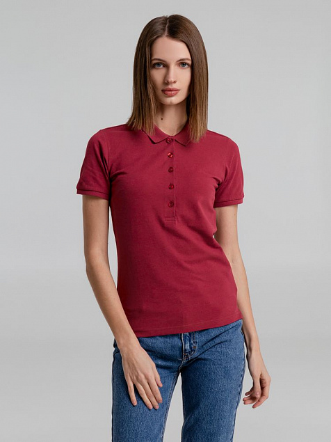 Рубашка поло женская Neptune, вишнево-красная с логотипом в Самаре заказать по выгодной цене в кибермаркете AvroraStore