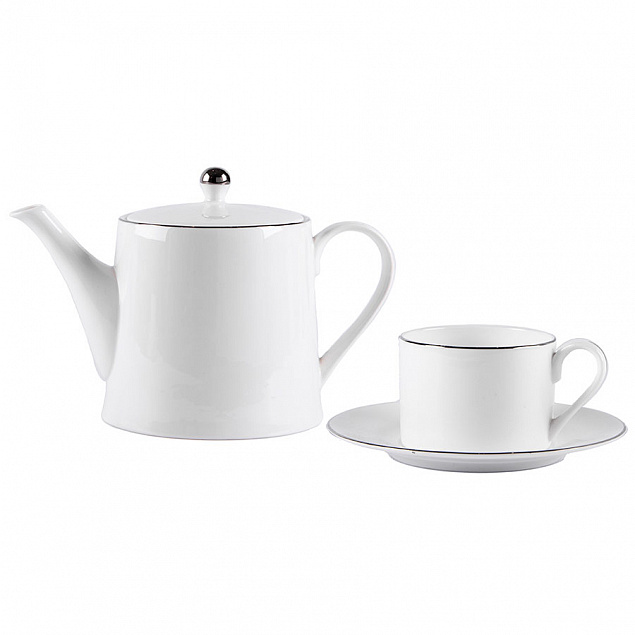 Набор PLATINUM: чайная пара и чайник в подарочной упаковке с логотипом в Самаре заказать по выгодной цене в кибермаркете AvroraStore