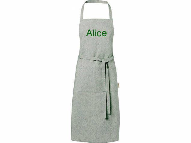 Pheebs 200 g/m² recycled cotton apron, зеленый яркий с логотипом в Самаре заказать по выгодной цене в кибермаркете AvroraStore