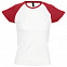 Футболка женская MILKY 150, белая с красным с логотипом в Самаре заказать по выгодной цене в кибермаркете AvroraStore