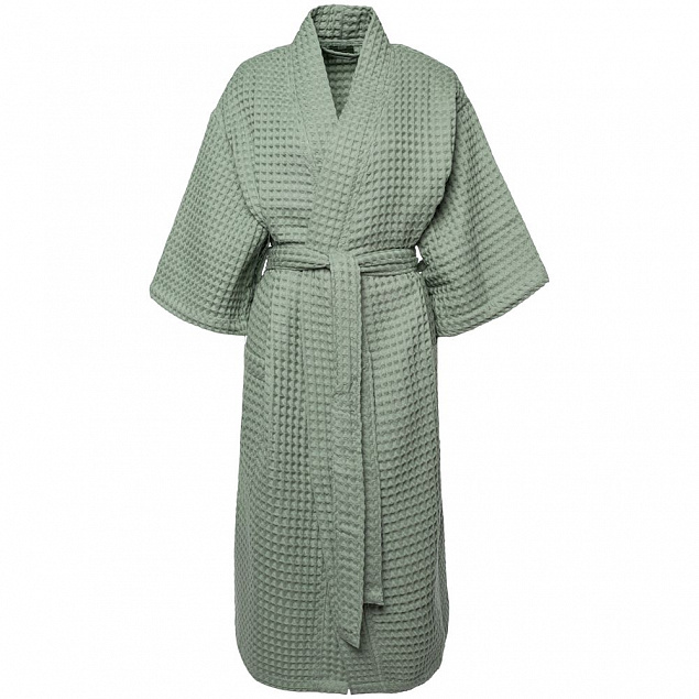 Халат вафельный женский Boho Kimono, зеленая мята с логотипом в Самаре заказать по выгодной цене в кибермаркете AvroraStore