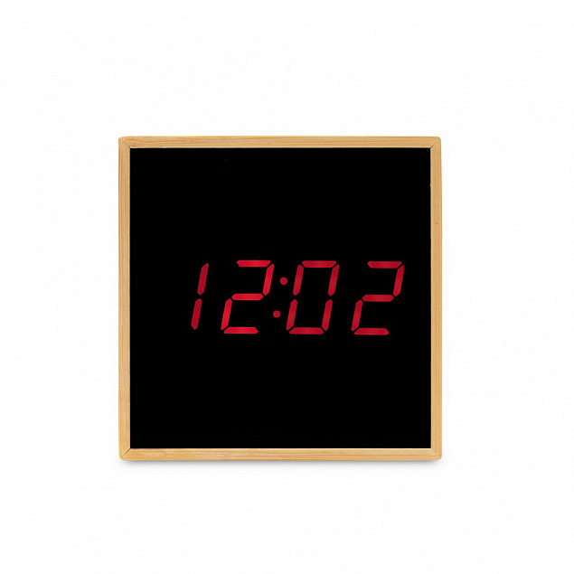 Бамбуковые настольные часы с будильником с логотипом в Самаре заказать по выгодной цене в кибермаркете AvroraStore