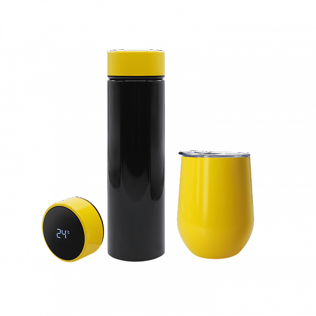 Набор Hot Box Duo CB grey (черный с желтым) с логотипом в Самаре заказать по выгодной цене в кибермаркете AvroraStore
