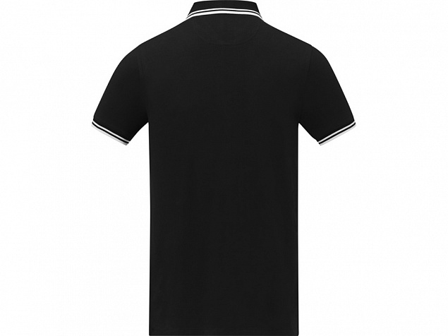 Amarago Мужское поло с коротким рукавом и контрастной отделкой, черный с логотипом в Самаре заказать по выгодной цене в кибермаркете AvroraStore