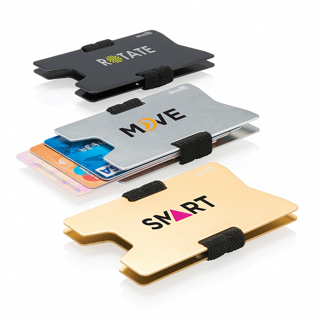 Алюминиевый чехол для карт с защитой от сканирования RFID с логотипом в Самаре заказать по выгодной цене в кибермаркете AvroraStore
