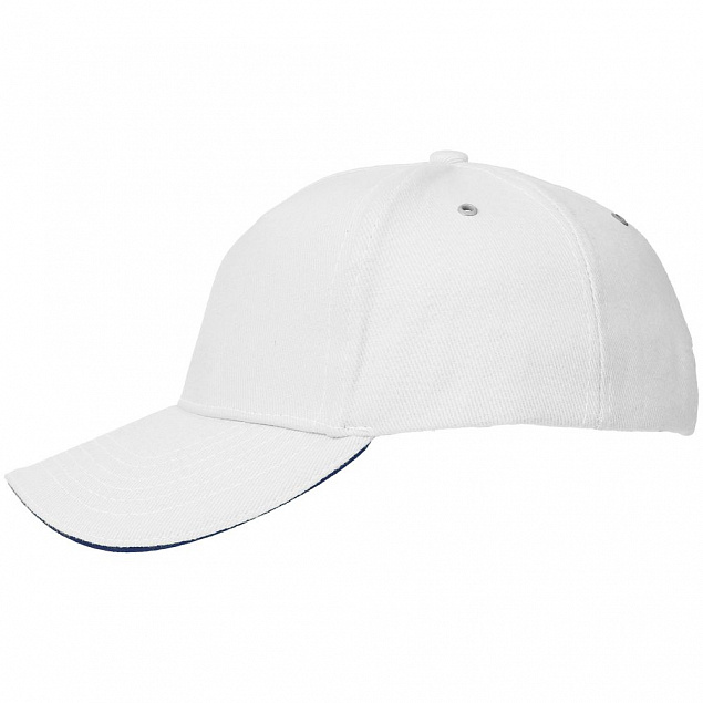 Бейсболка Classic, белая с темно-синим кантом с логотипом в Самаре заказать по выгодной цене в кибермаркете AvroraStore