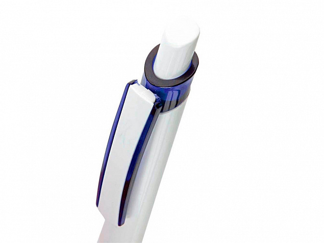 Ручка шариковая Соната, белый/синий с логотипом в Самаре заказать по выгодной цене в кибермаркете AvroraStore