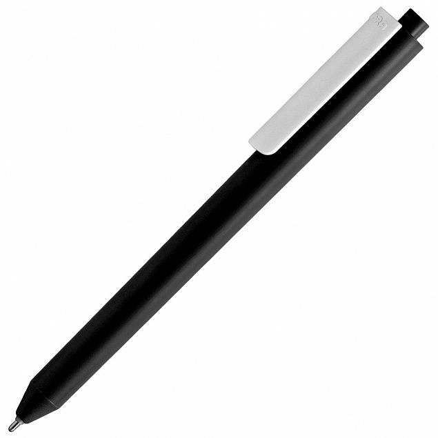 Ручка шариковая Pigra P03 Mat, черная с белым с логотипом в Самаре заказать по выгодной цене в кибермаркете AvroraStore